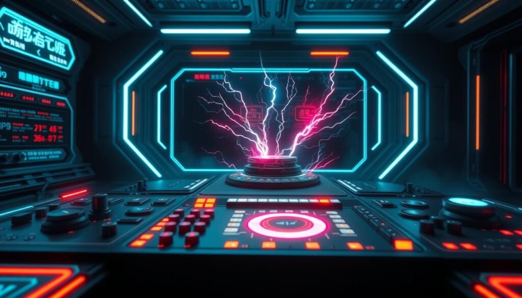 A dynamic, high-tech interface showcasing the intricate "雷神之鎚倍數獎勵系統" designed by the UTown gaming studio. The foreground depicts a futuristic control panel with various buttons, sliders, and holographic displays, all illuminated by a cool, neon-infused lighting scheme. The middle ground features a 3D visualization of the reward system's mechanics, with lightning bolts and energy pulses cascading across the screen. The background setting is a sleek, minimalist environment, hinting at the system's advanced, cutting-edge nature. The overall atmosphere is one of precision, power, and technological sophistication, perfectly capturing the essence of the "倍數獎勵系統運作原理". A dynamic, high-tech interface showcasing the intricate "雷神之鎚倍數獎勵系統" designed by the UTown gaming studio. The foreground depicts a futuristic control panel with various buttons, sliders, and holographic displays, all illuminated by a cool, neon-infused lighting scheme. The middle ground features a 3D visualization of the reward system's mechanics, with lightning bolts and energy pulses cascading across the screen. The background setting is a sleek, minimalist environment, hinting at the system's advanced, cutting-edge nature. The overall atmosphere is one of precision, power, and technological sophistication, perfectly capturing the essence of the "倍數獎勵系統運作原理".