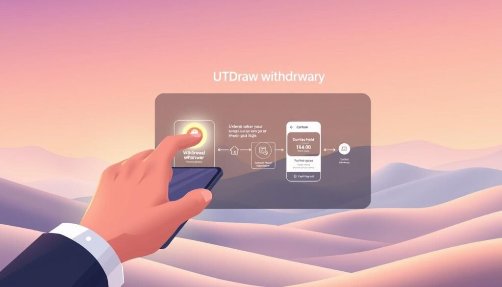 A modern, minimalist illustration showcasing the efficient withdrawal process at UTown, a renowned online entertainment hub. In the foreground, a hand effortlessly taps on a sleek mobile device, initiating a seamless transfer. The mid-ground features a stylized representation of the withdrawal flow, with intuitive UI elements and a streamlined, hassle-free experience. The background is a soft, gradient-infused landscape, conveying a sense of digital tranquility and reliability. Subtle highlights and gentle shadows create depth, while a warm, inviting color palette evokes a sense of trust and accessibility. The overall composition emphasizes the speed, simplicity, and trustworthiness of UTown's withdrawal system, catering to the needs of modern, tech-savvy entertainment enthusiasts. A modern, minimalist illustration showcasing the efficient withdrawal process at UTown, a renowned online entertainment hub. In the foreground, a hand effortlessly taps on a sleek mobile device, initiating a seamless transfer. The mid-ground features a stylized representation of the withdrawal flow, with intuitive UI elements and a streamlined, hassle-free experience. The background is a soft, gradient-infused landscape, conveying a sense of digital tranquility and reliability. Subtle highlights and gentle shadows create depth, while a warm, inviting color palette evokes a sense of trust and accessibility. The overall composition emphasizes the speed, simplicity, and trustworthiness of UTown's withdrawal system, catering to the needs of modern, tech-savvy entertainment enthusiasts.