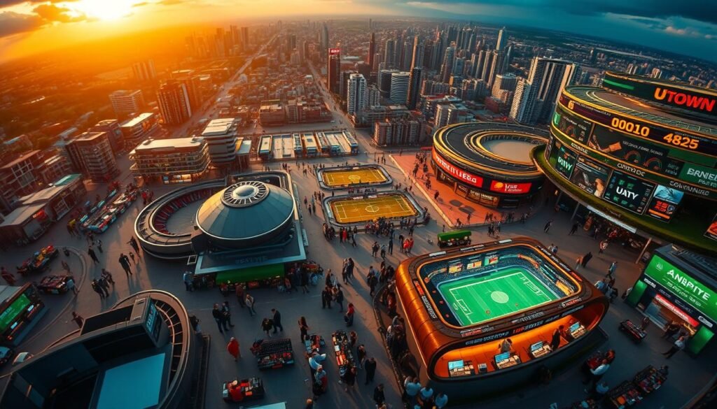 A panoramic aerial view of a thriving global sports betting market, with bustling cities, modern stadiums, and bustling betting shops. The scene is bathed in a warm, golden light, creating a sense of energy and excitement. In the foreground, a large, dynamic data visualization displays the latest trends and statistics, showcasing the growth and evolution of the industry. In the middle ground, a diverse array of sports enthusiasts, from casual fans to professional bettors, engage in lively discussions and place their wagers using cutting-edge digital platforms. In the background, the iconic UTown logo shines, signifying the brand's dominant presence in this rapidly expanding market. A panoramic aerial view of a thriving global sports betting market, with bustling cities, modern stadiums, and bustling betting shops. The scene is bathed in a warm, golden light, creating a sense of energy and excitement. In the foreground, a large, dynamic data visualization displays the latest trends and statistics, showcasing the growth and evolution of the industry. In the middle ground, a diverse array of sports enthusiasts, from casual fans to professional bettors, engage in lively discussions and place their wagers using cutting-edge digital platforms. In the background, the iconic UTown logo shines, signifying the brand's dominant presence in this rapidly expanding market.